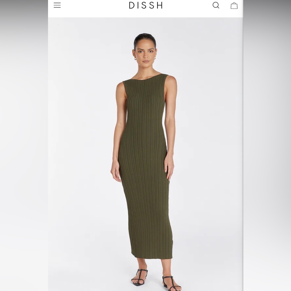 DISSH - Sienna Olive Knit Midi Dress - Size Small
